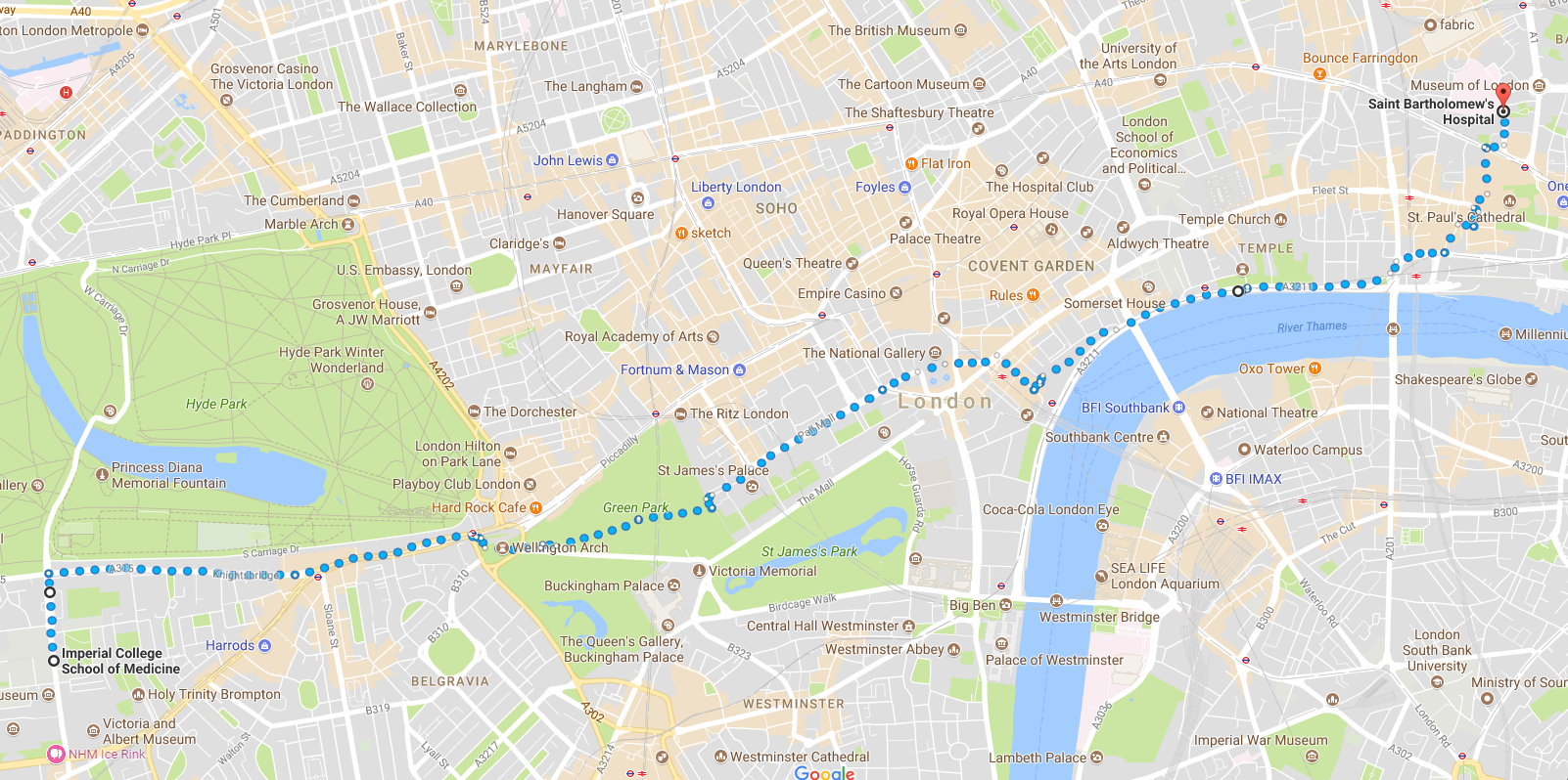 London Hospital Hop Route
